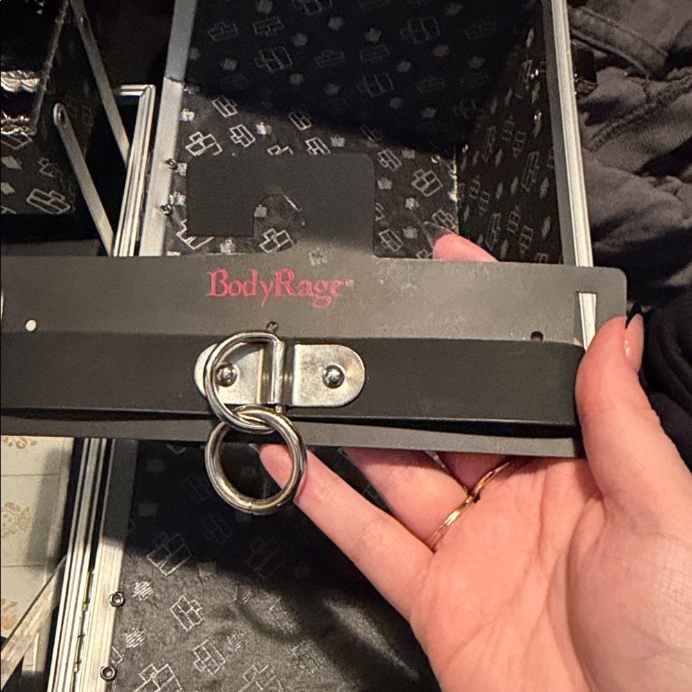 Body Rage Black Choker with Silver Ring